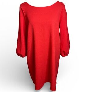 Red Bow Back Tunic Dress By Bloom Sz S/M Puff Split Sleeve Romantic Statement